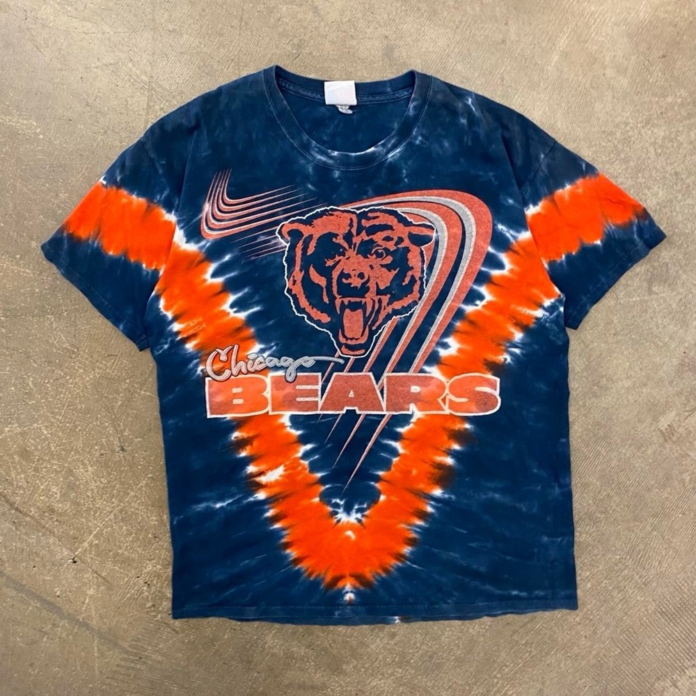 Vintage Chicago Bears NFL Majestic AOP Double Sided Fooball T-Shirt Size Large